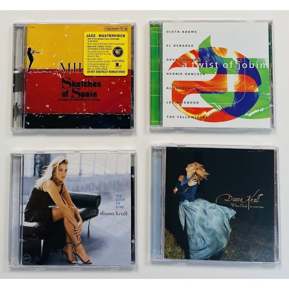 Lot 4 Jazz Music CDs Diana Krall, Miles Davis, A Twist of Jobin TESTED EUC